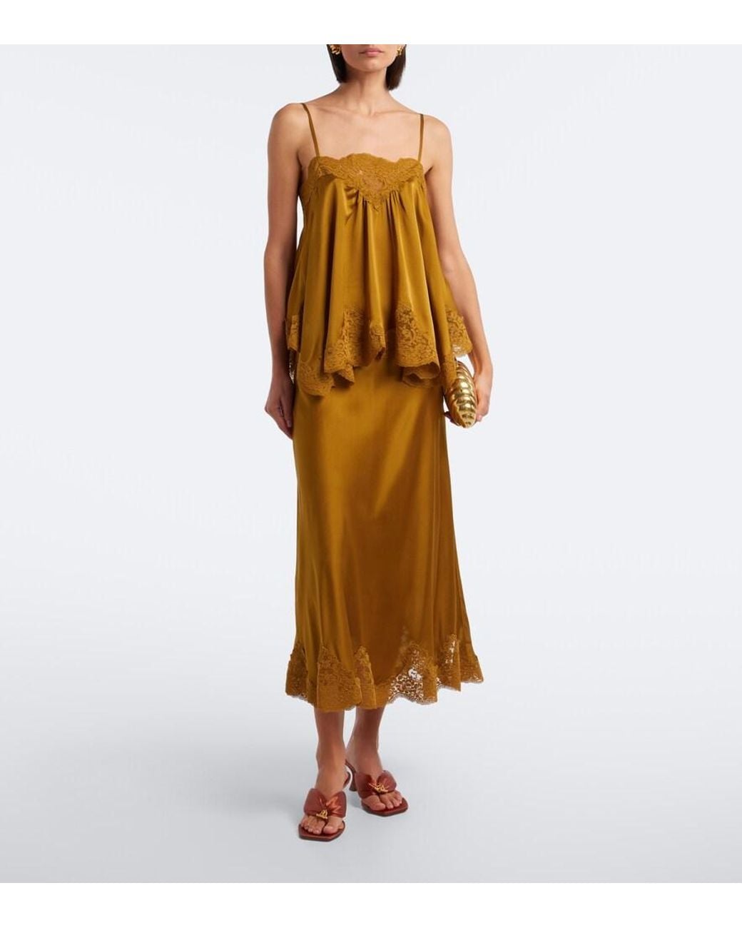 Zimmermann Natural Clash Lace-Trimmed Silk Satin Slip Skirt