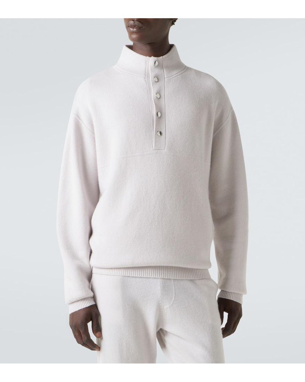 Allude White Wool And Cashmere Turtleneck Sweater for men