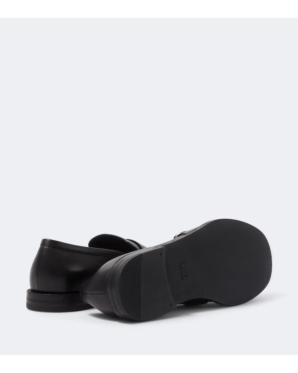 Gucci Black Double G Leather Loafers for men