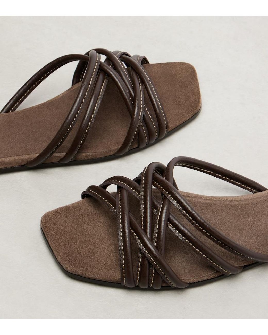 Brunello Cucinelli Brown Leather Slides