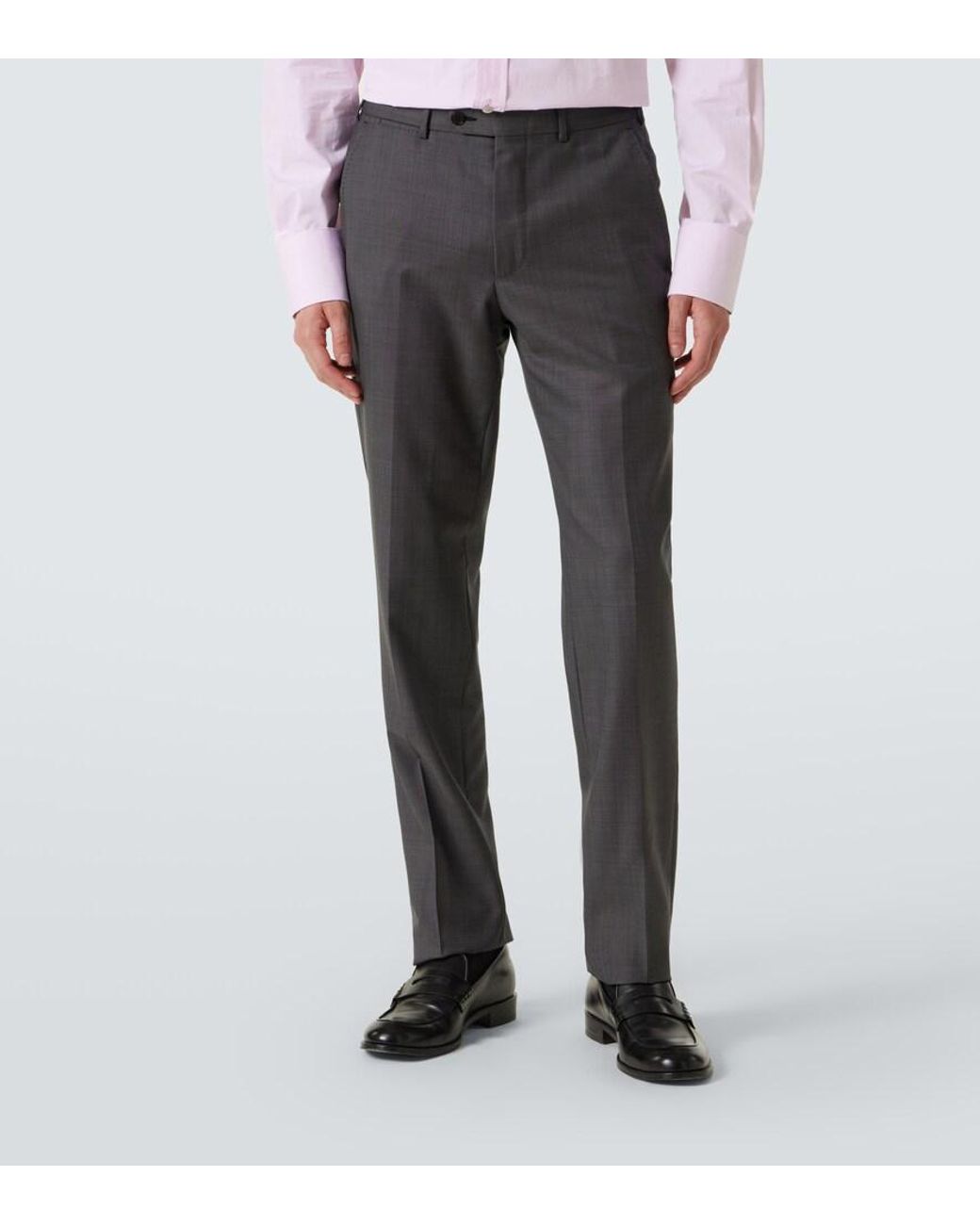 Zegna Gray Single-breasted Virgin Wool Suit for men