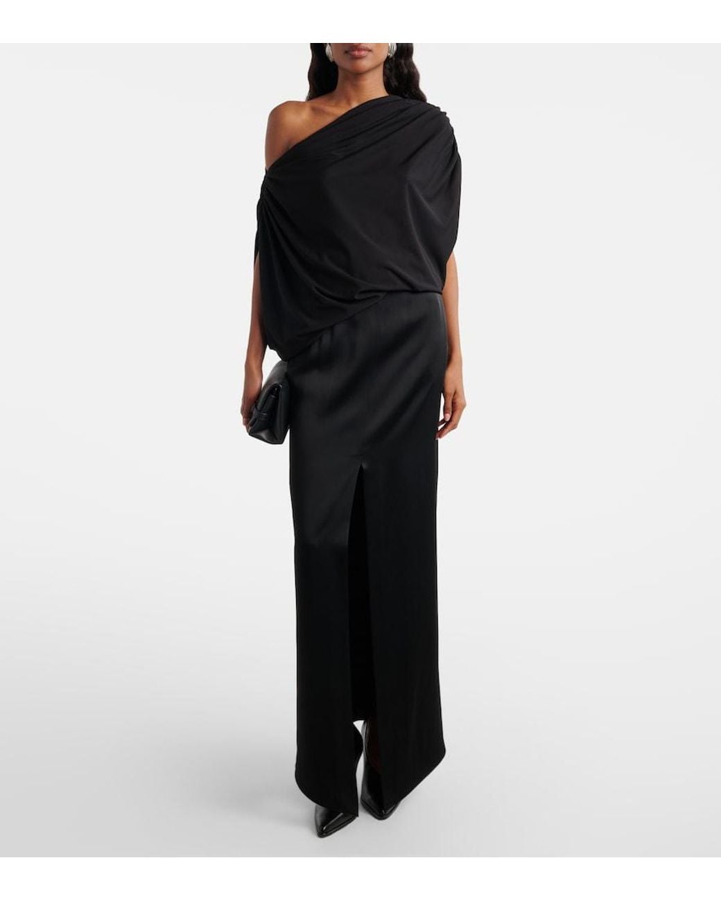 Wolford Blue Draped Off-Shoulder Bodysuit
