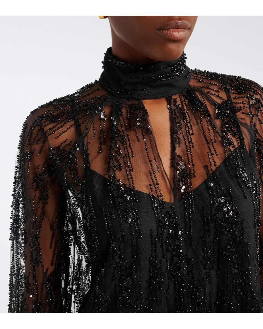 Staud Black Esther Embellished Minidress