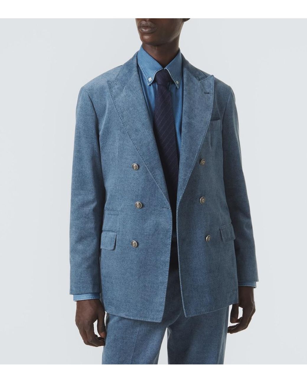 Brunello Cucinelli Blue Cotton Suit for men