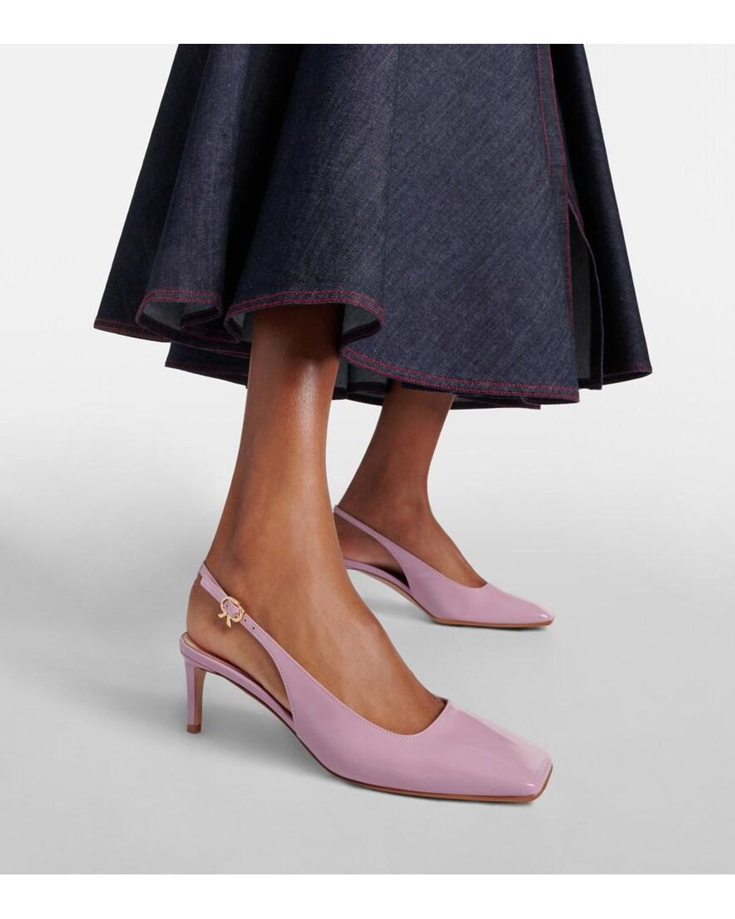 Gianvito Rossi Pink 55 Leather Slingback Pumps