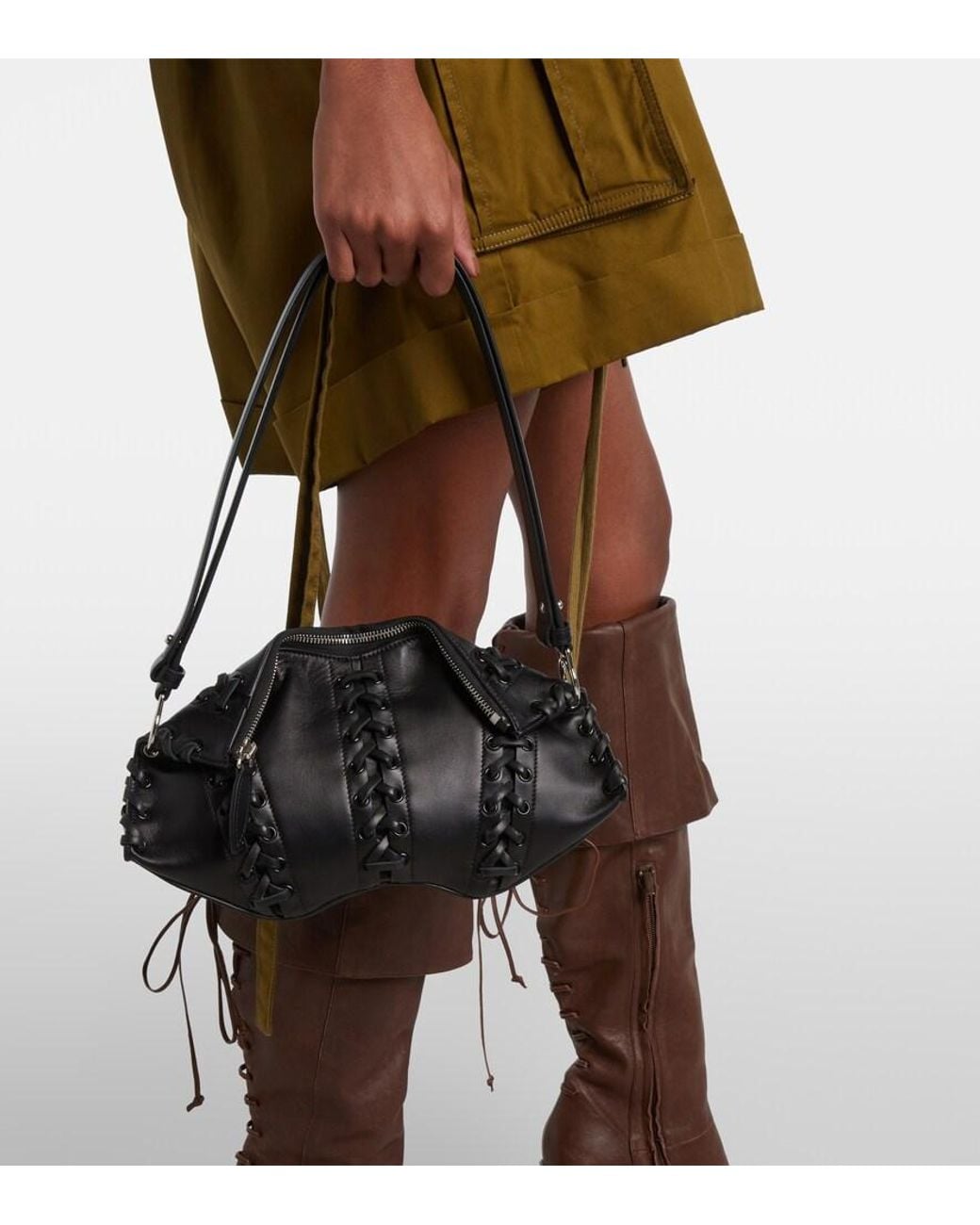 McQueen Black Manta Small Leather Shoulder Bag