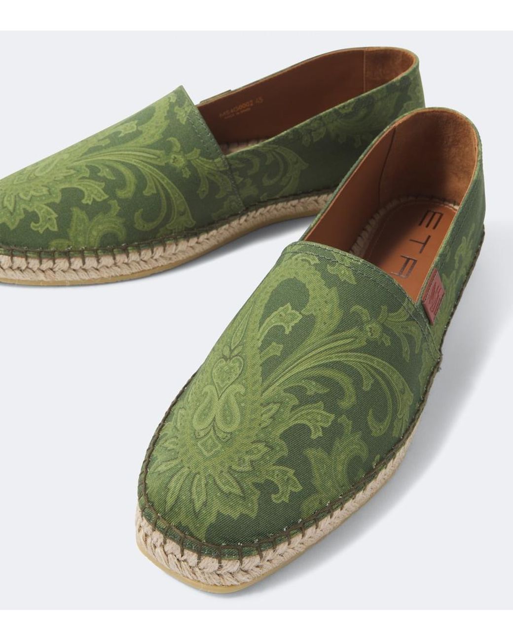 Etro Green Paisley Gabardine Espadrilles for men