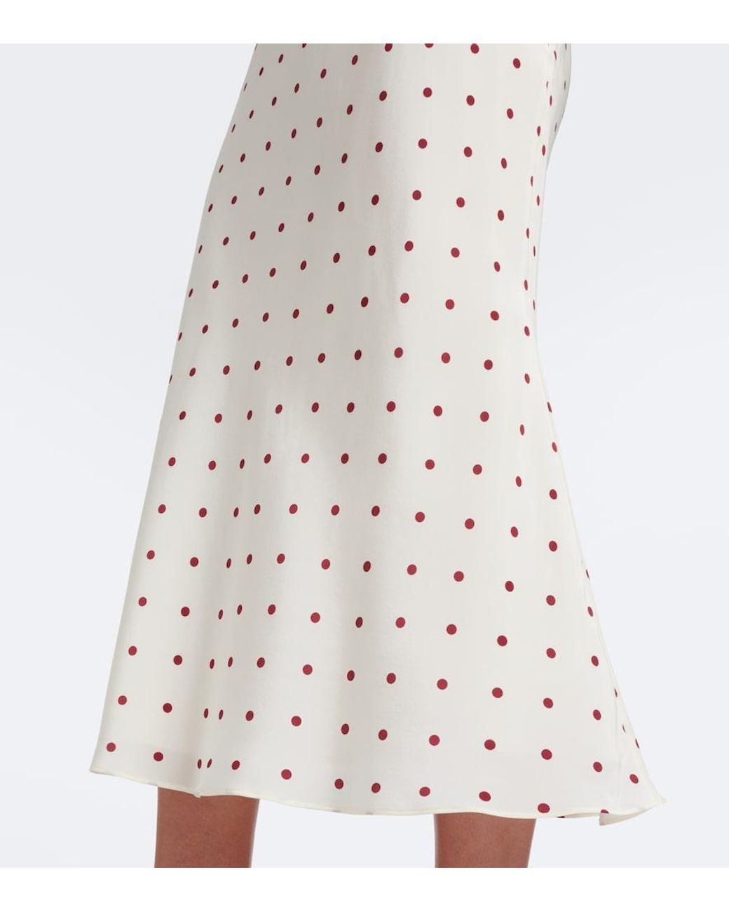 Alessandra Rich White Ruffled Polka-Dot Silk Midi Dress