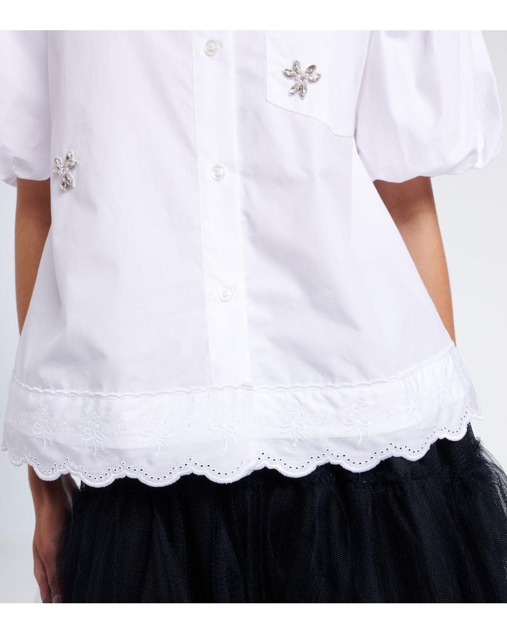 Simone Rocha White Embellished Cotton Poplin Shirt