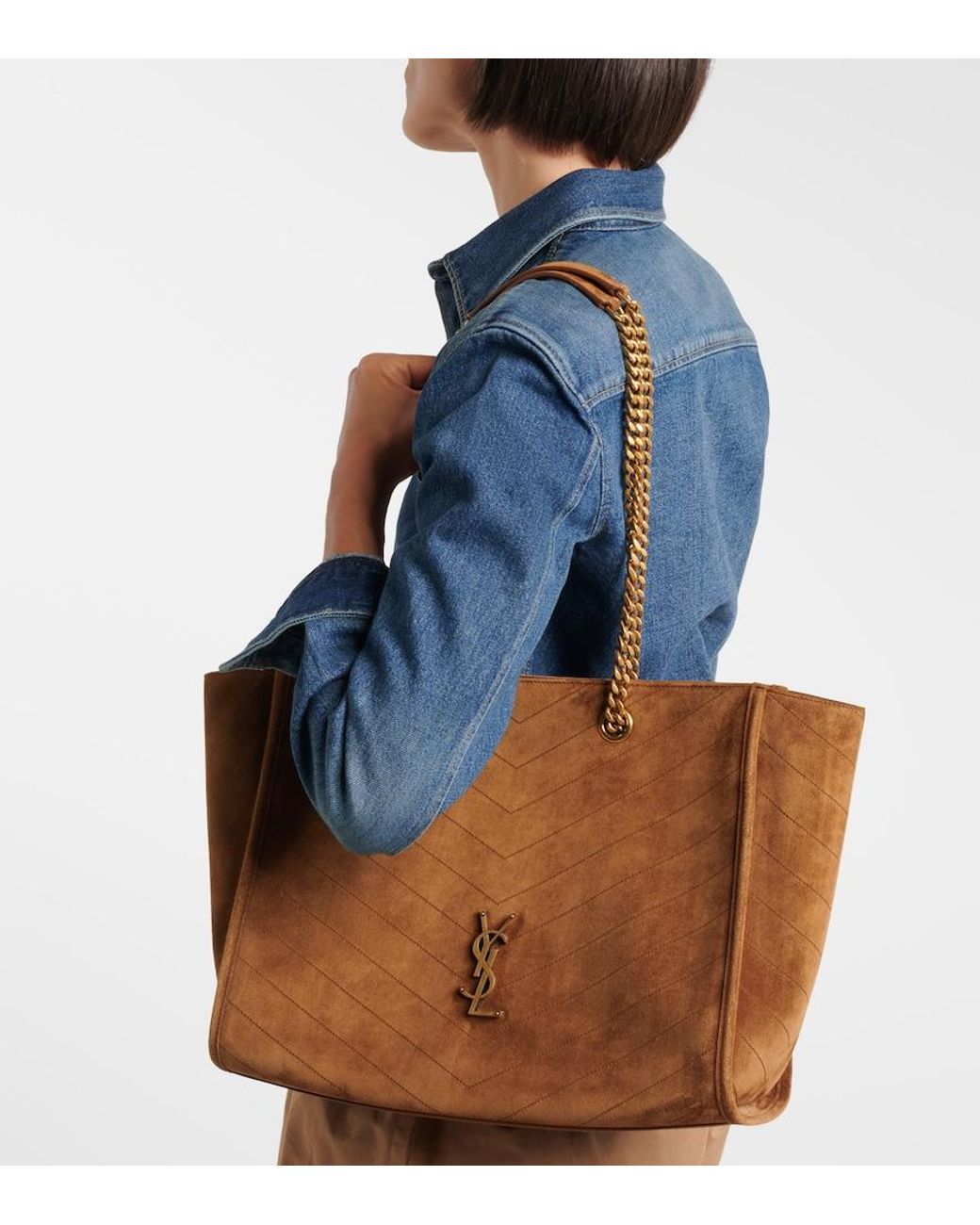 Saint Laurent Brown Niki East/West Suede Shopper