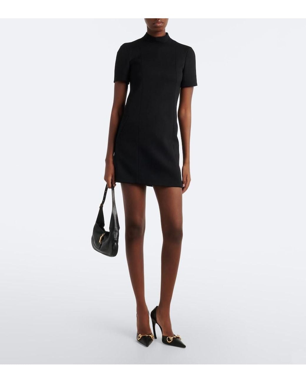 Gucci Black Wool Mockneck Minidress