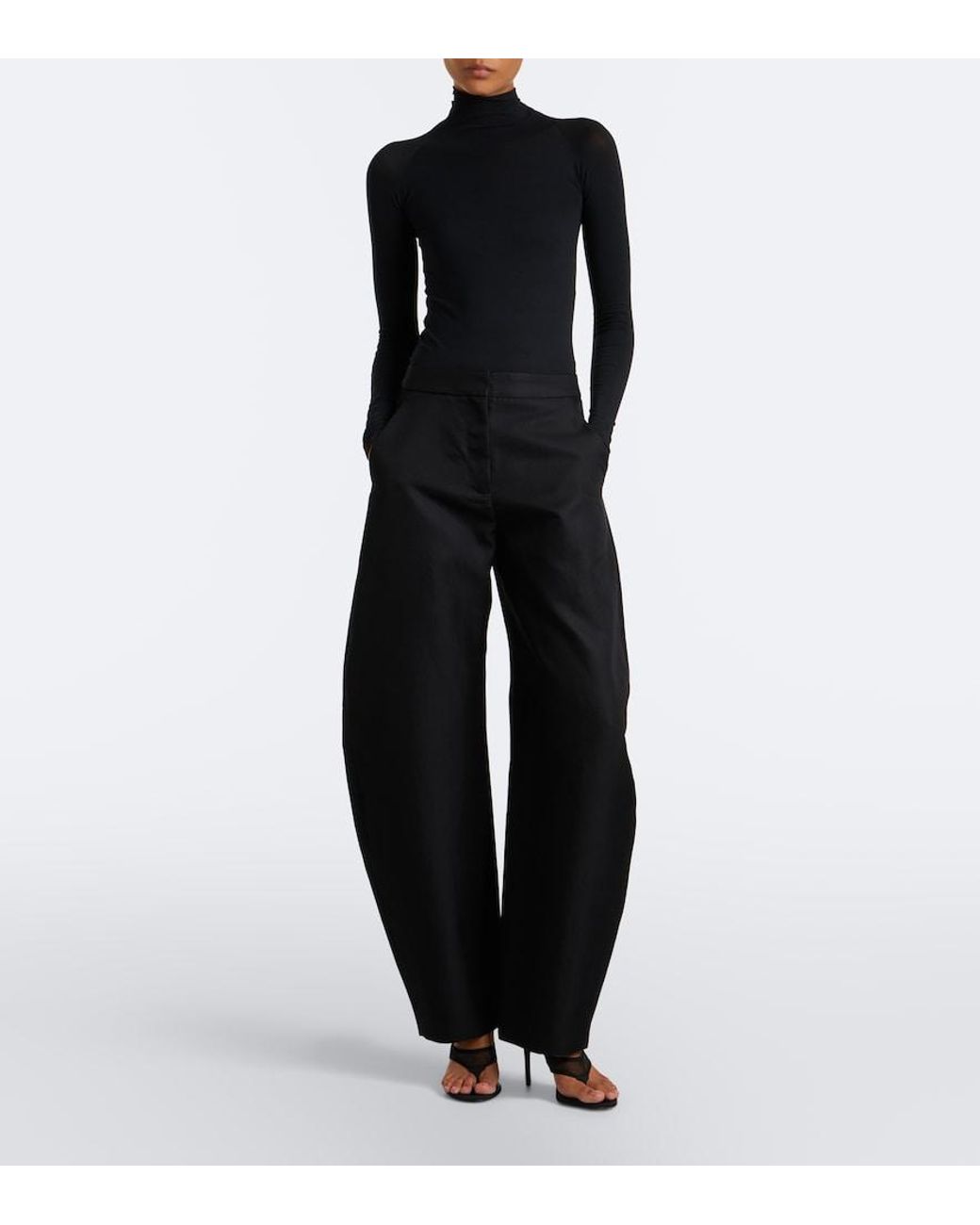 Alaïa Black Mesh Thong Sandals