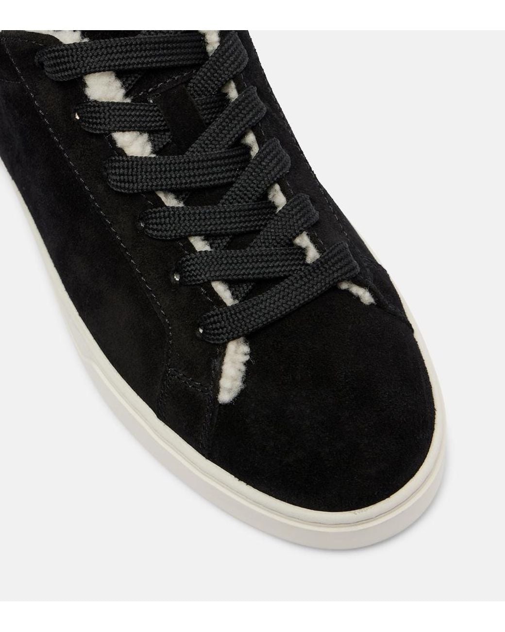 Tod's Black Cassetta Shearling-Lined Suede Sneakers