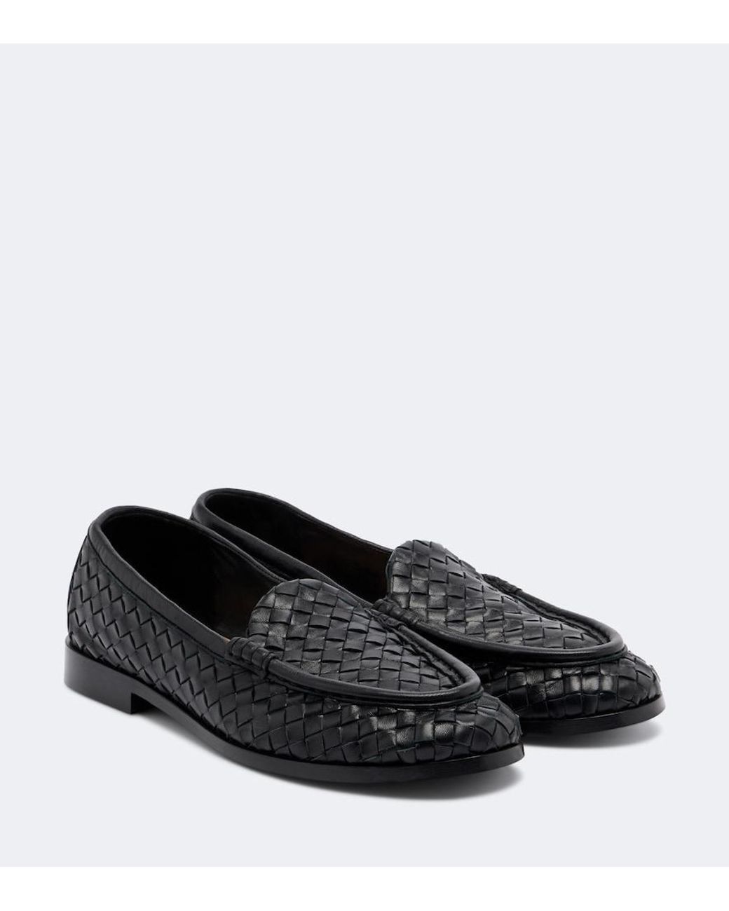 Bottega Veneta Black Silenzio Intrecciato Leather Loafers