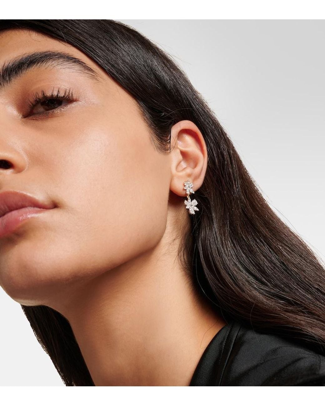 STONE AND STRAND White Grand Magnolia 14Kt Drop Earrings With Diamonds
