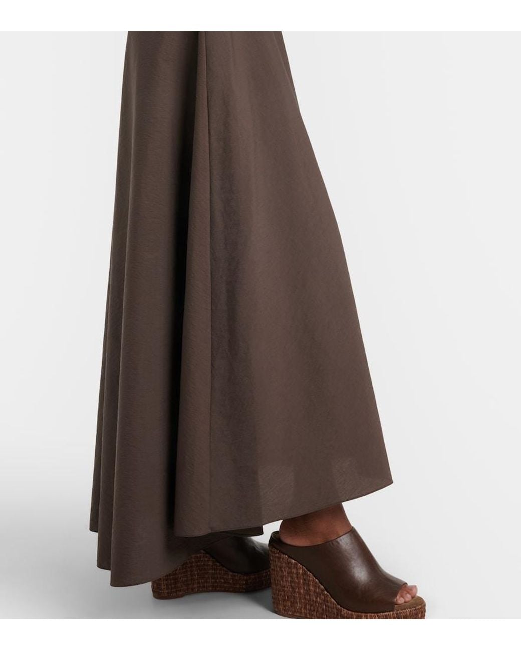 Brunello Cucinelli Brown Belted Cotton-Blend Maxi Dress