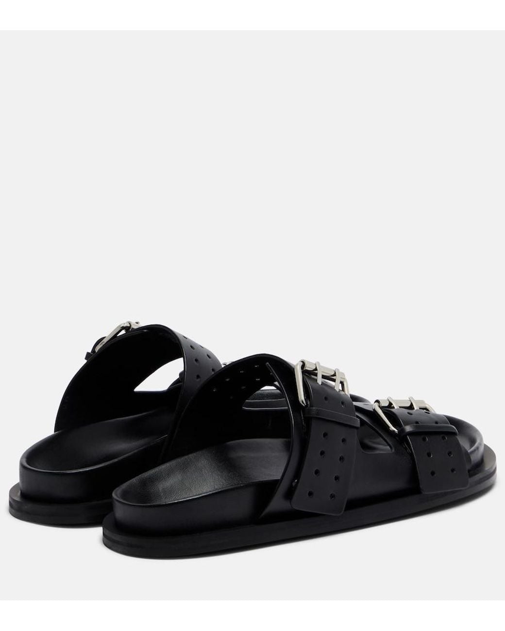 A.Emery Black Leon Leather Slides