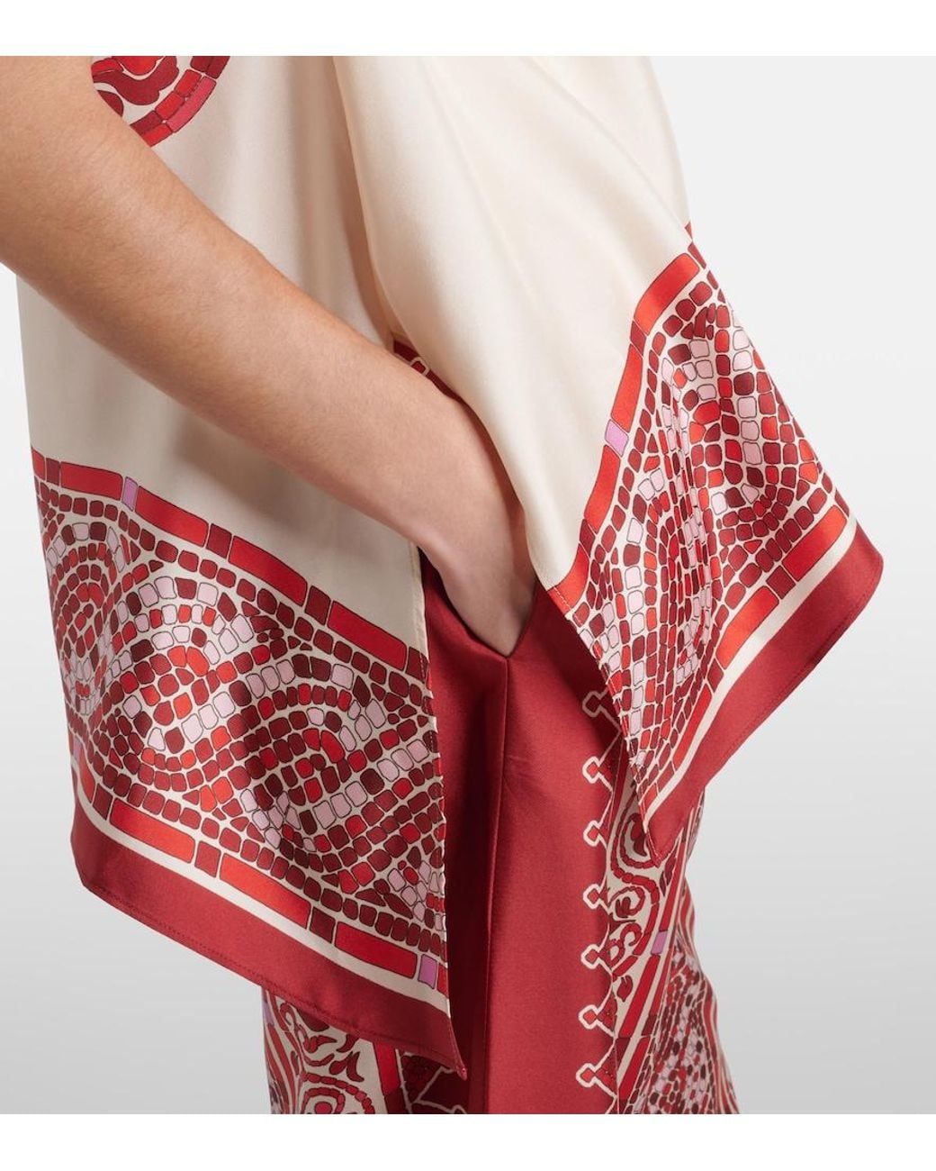 LaDoubleJ Red San Carlo Printed Silk Twill Top