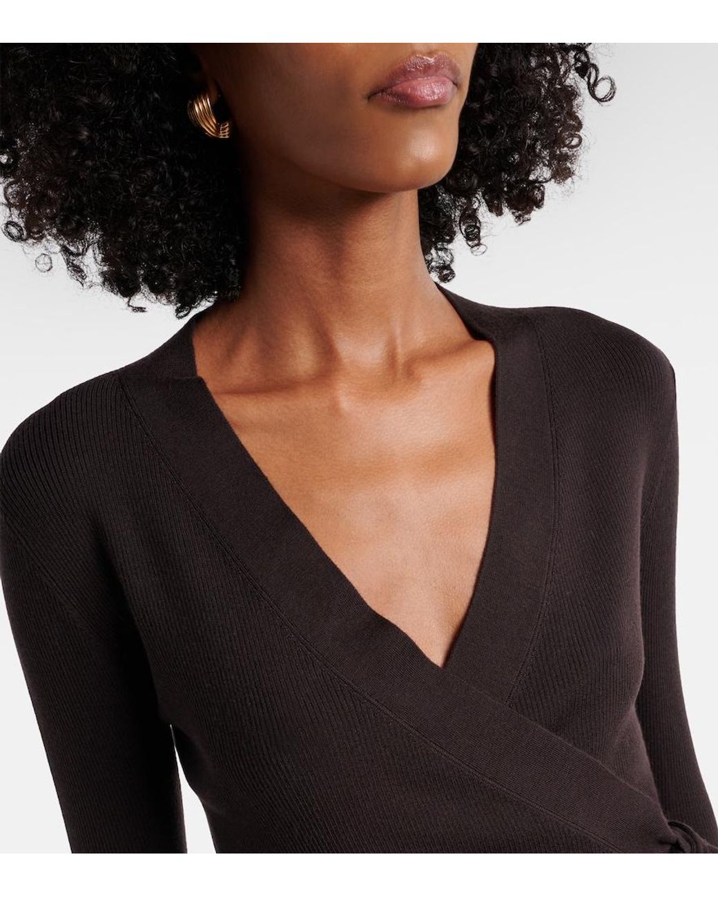 Jardin Des Orangers Black Virgin Wool Wrap Cardigan