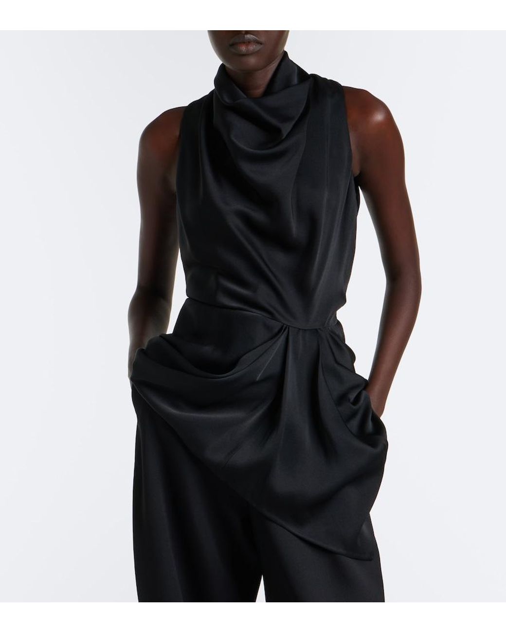 Givenchy Black Draped Satin Top