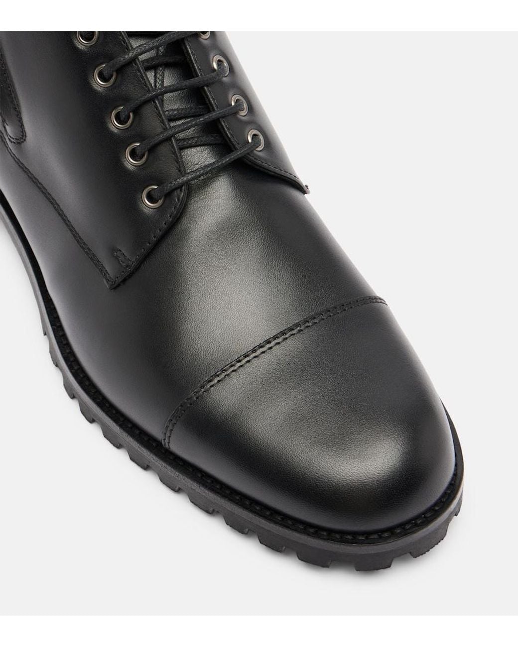 Manolo Blahnik Black Lugata Leather Combat Boots
