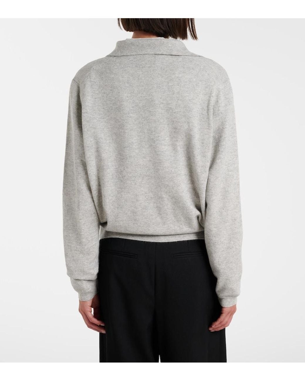 Jardin Des Orangers Gray Cotton And Cashmere Polo Sweater