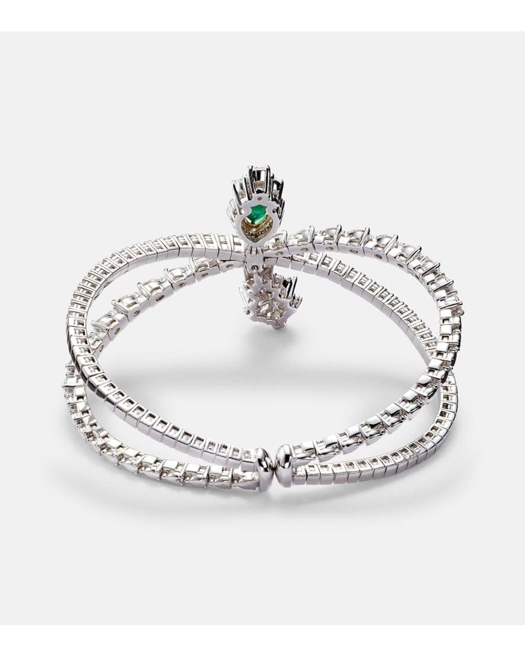 YEPREM Metallic Reign Supreme 18Kt Bangle With Diamonds And Emerald