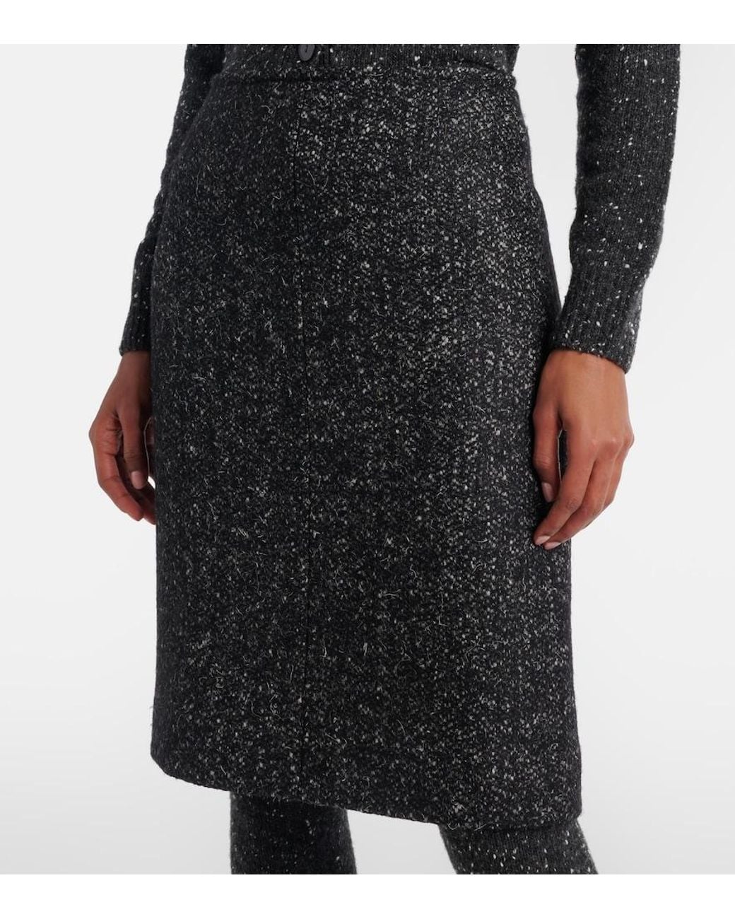The Row Black Malva Wool Midi Skirt
