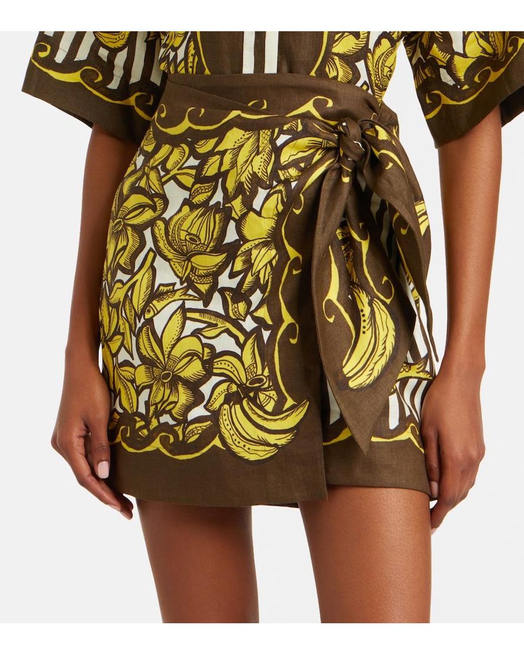 ALÉMAIS Green Mona Printed Hemp Wrap Skirt