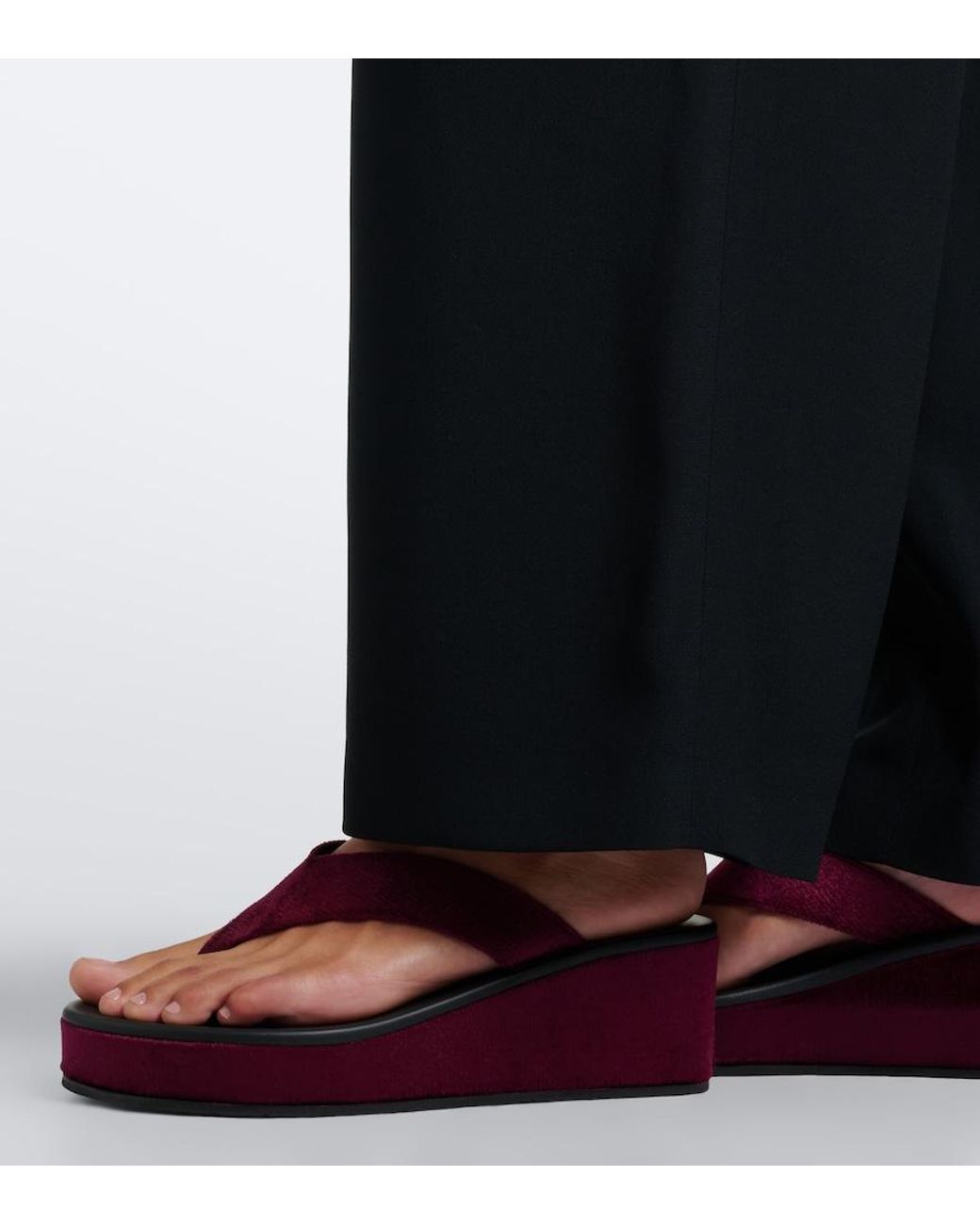 Ancient Greek Sandals Red Charys Velvet Platform Thong Sandals