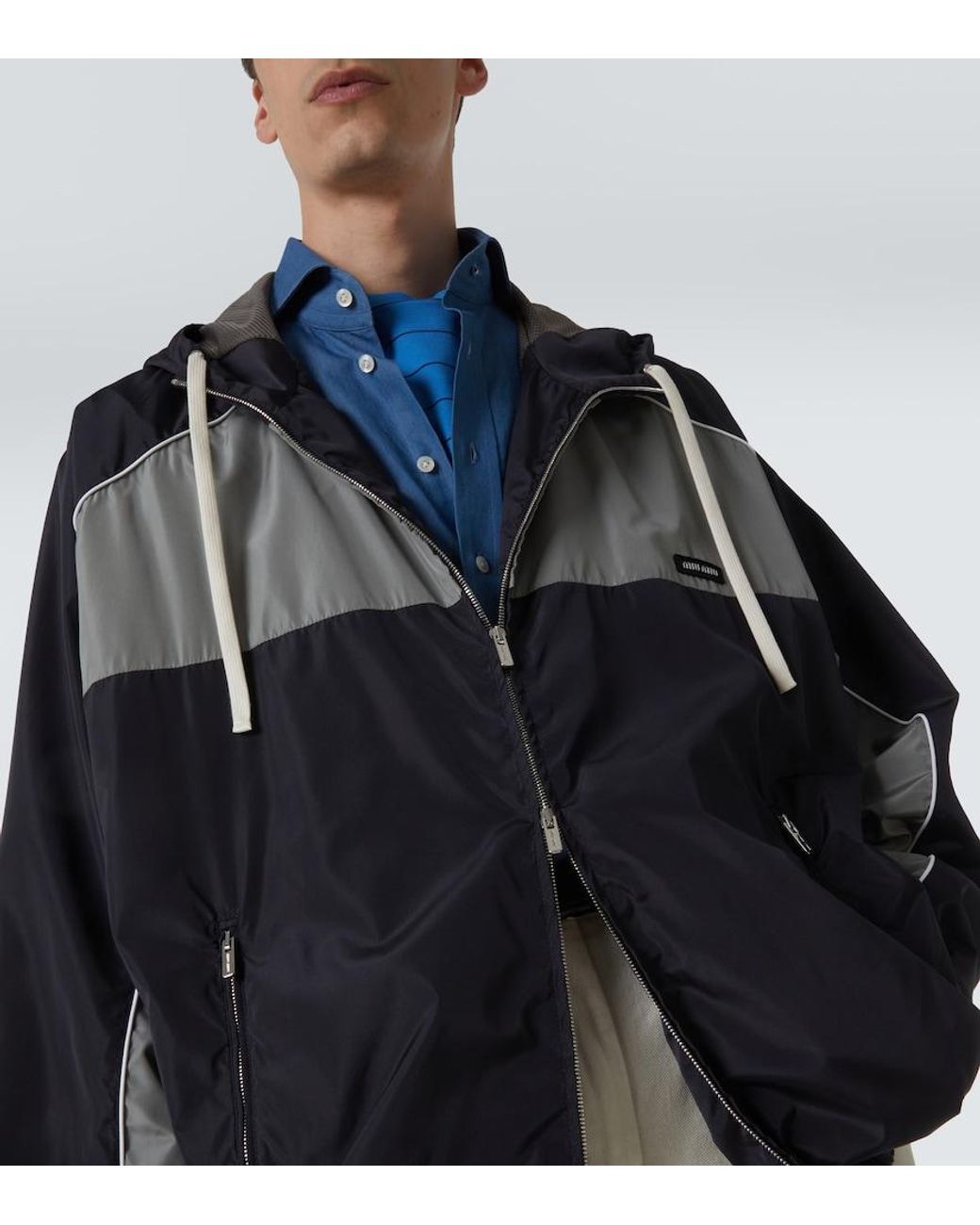 Miu Miu Logo Oversized Track Jacket in Black for Men | Lyst