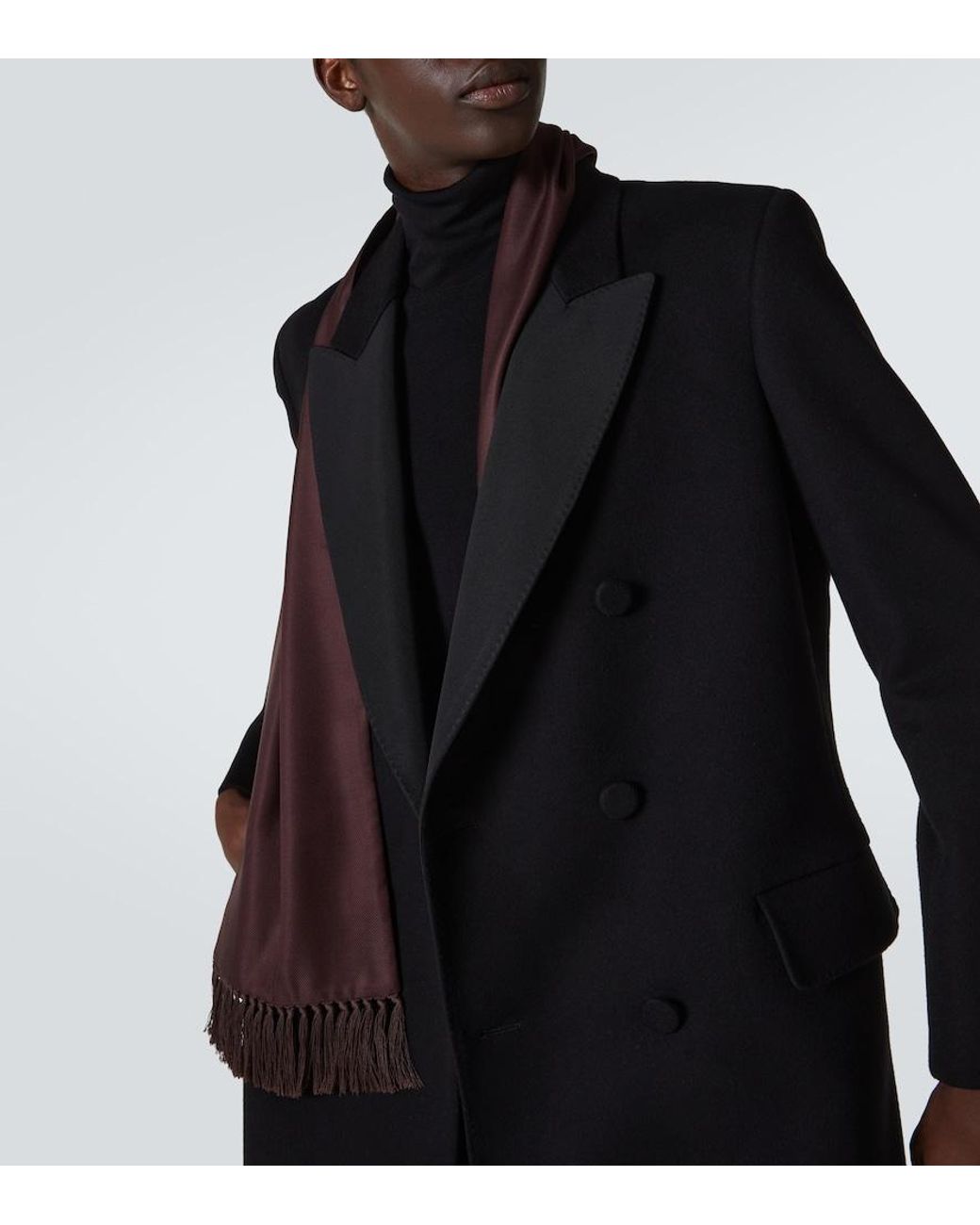Loro Piana Black Renato Double-Breasted Cashmere Coat for men
