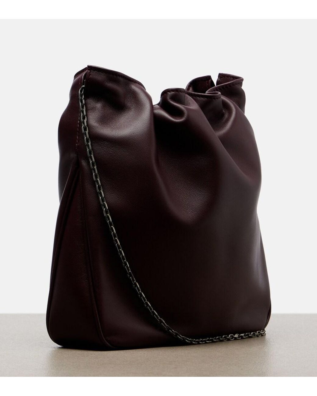 Roger Vivier White Pilgrim Mini Leather Bucket Bag