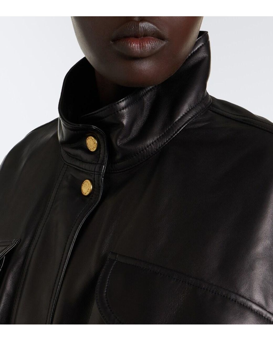 Balmain Black Cropped Leather Jacket