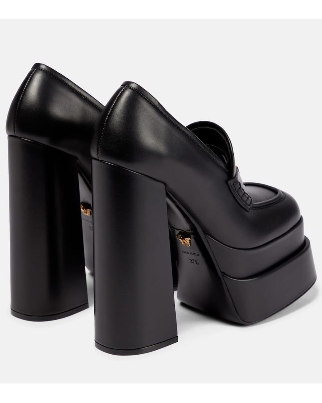 Versace Black Aevitas Leather Platform Mule