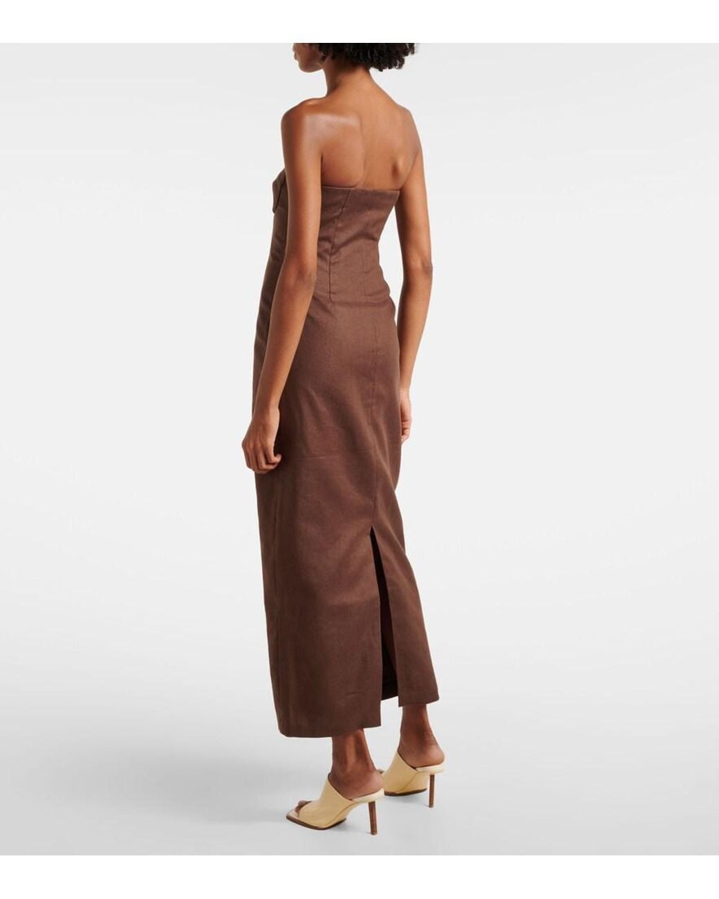 Sir Brown Evalita Linen Bustier Maxi Dress