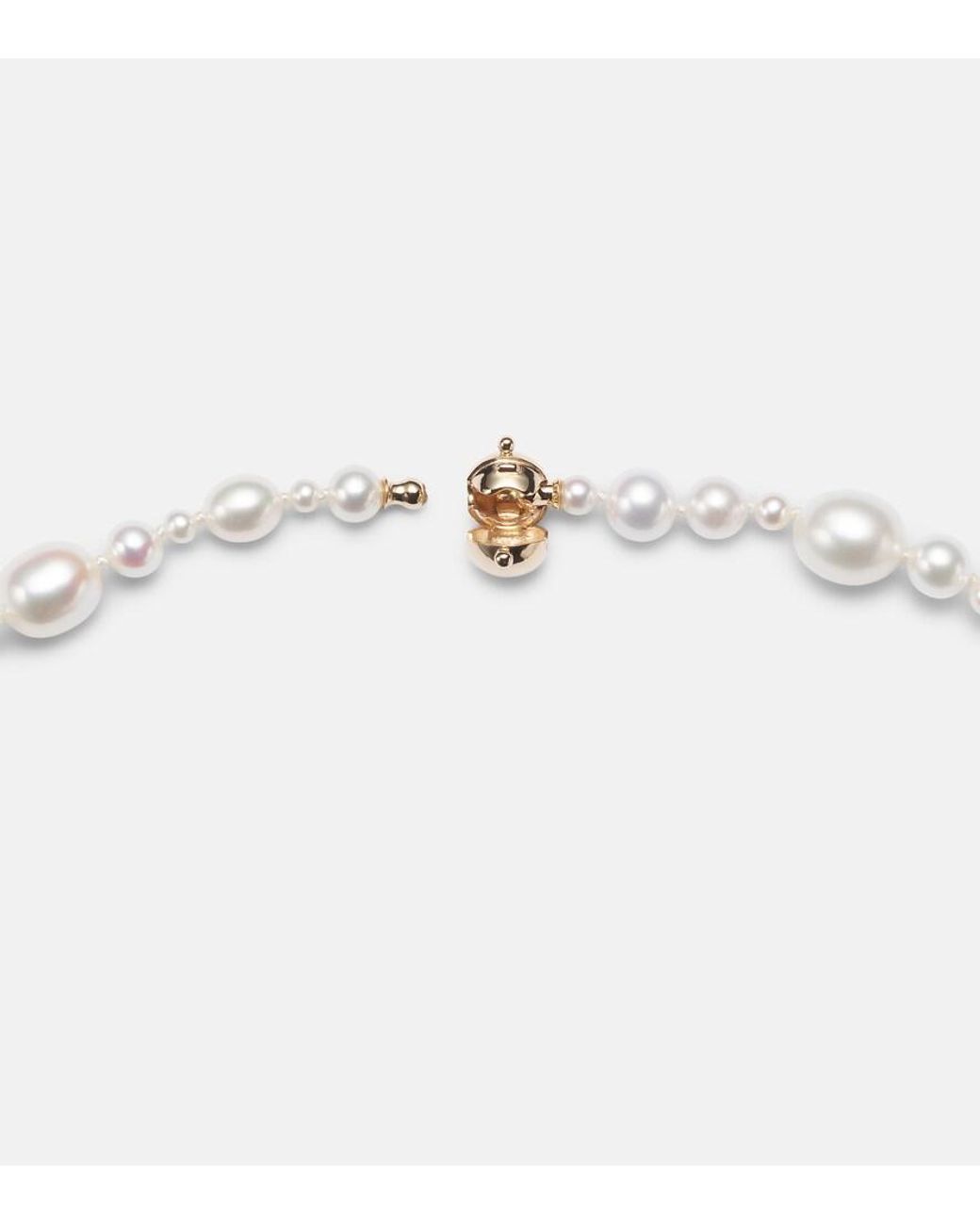Sophie Bille Brahe White Peggy 14Kt Necklace With Freshwater Pearls