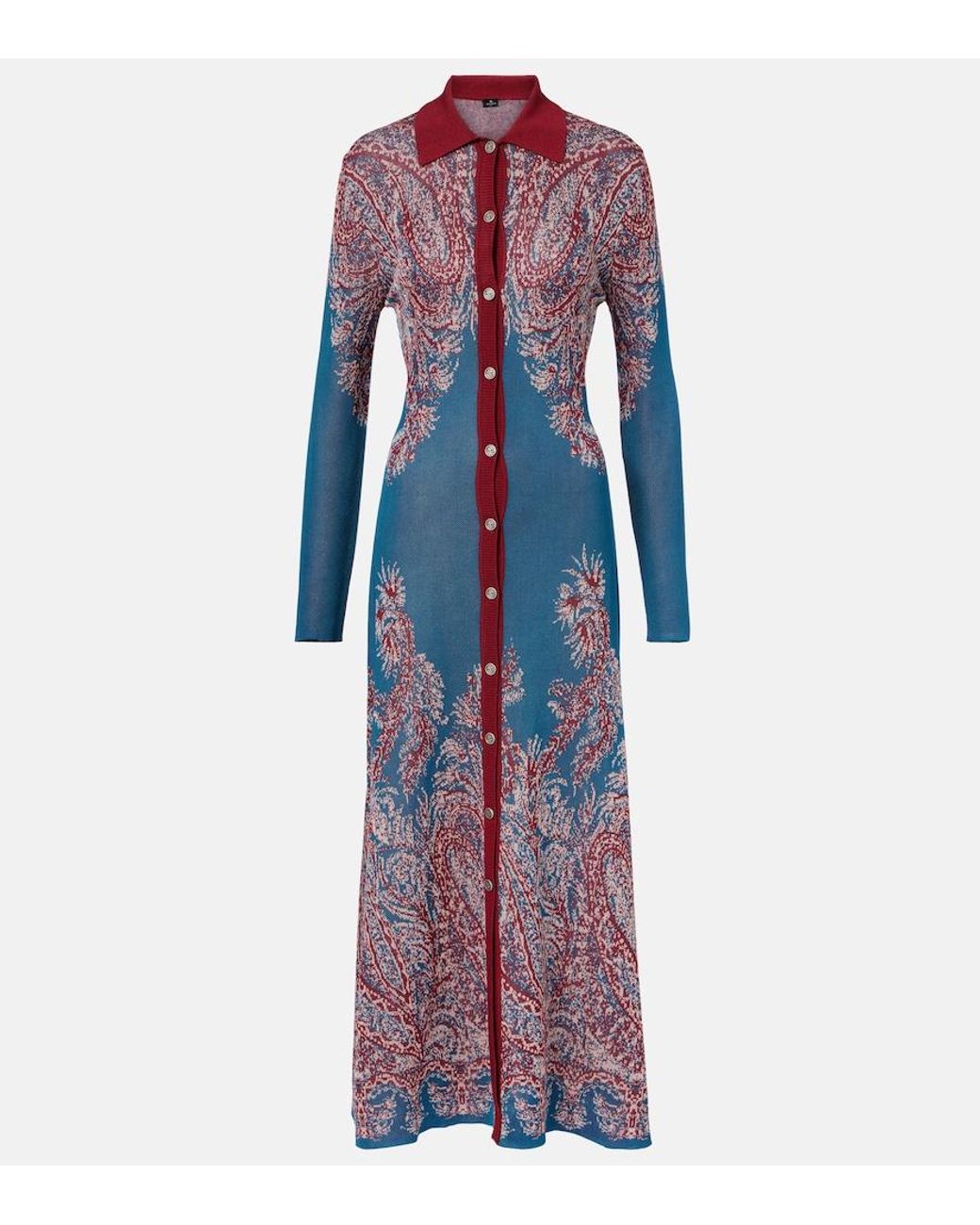 Etro Purple Paisley Jersey Shirtdress