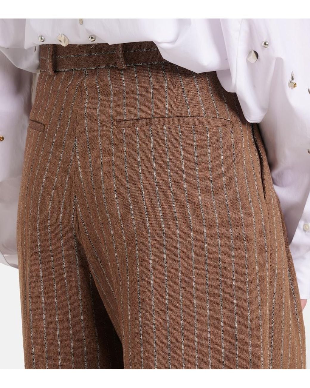 Dries Van Noten Brown Linen-Blend Wide-Leg Pants