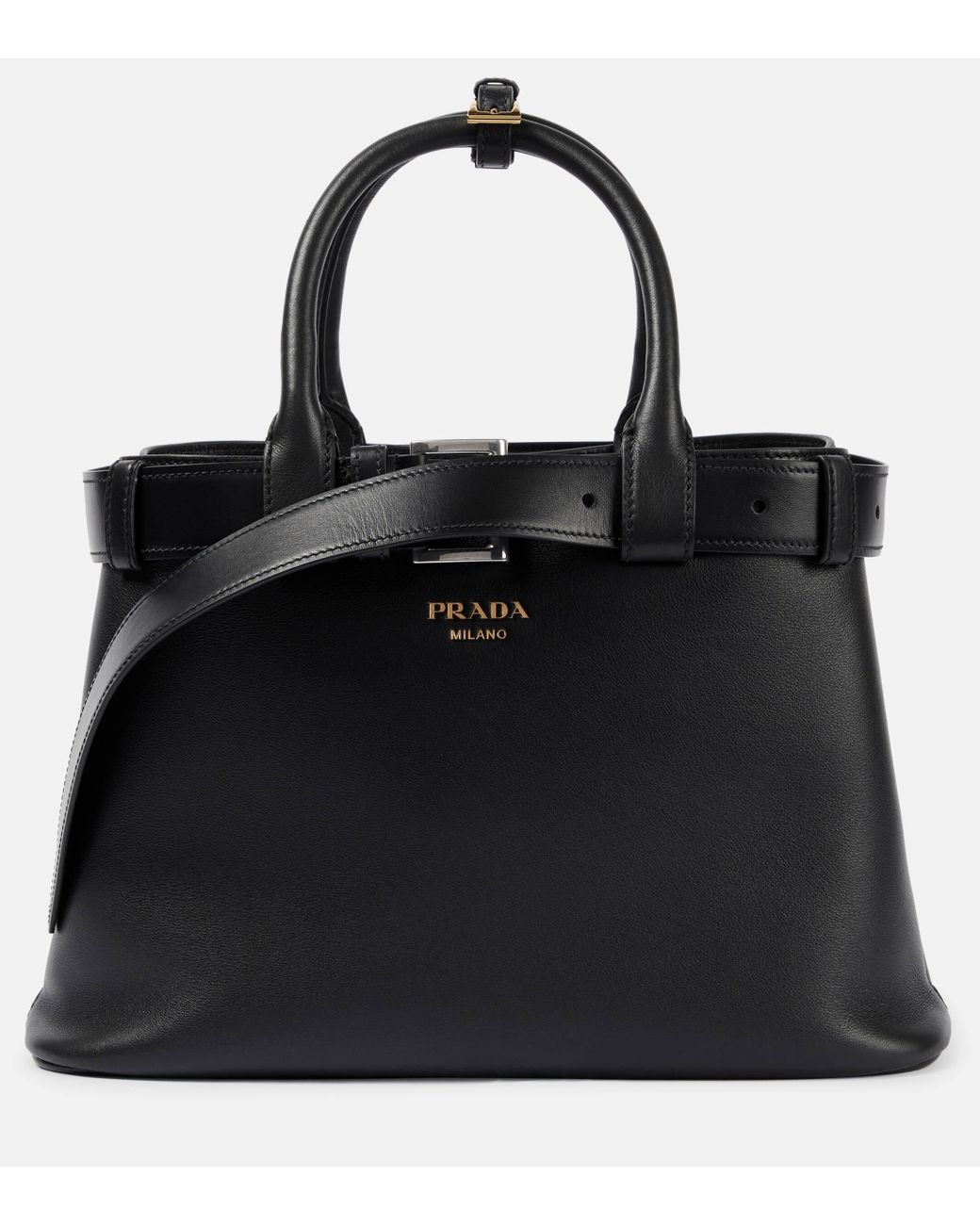Prada Buckle Medium Leather Shoulder Bag in Black Lyst UK