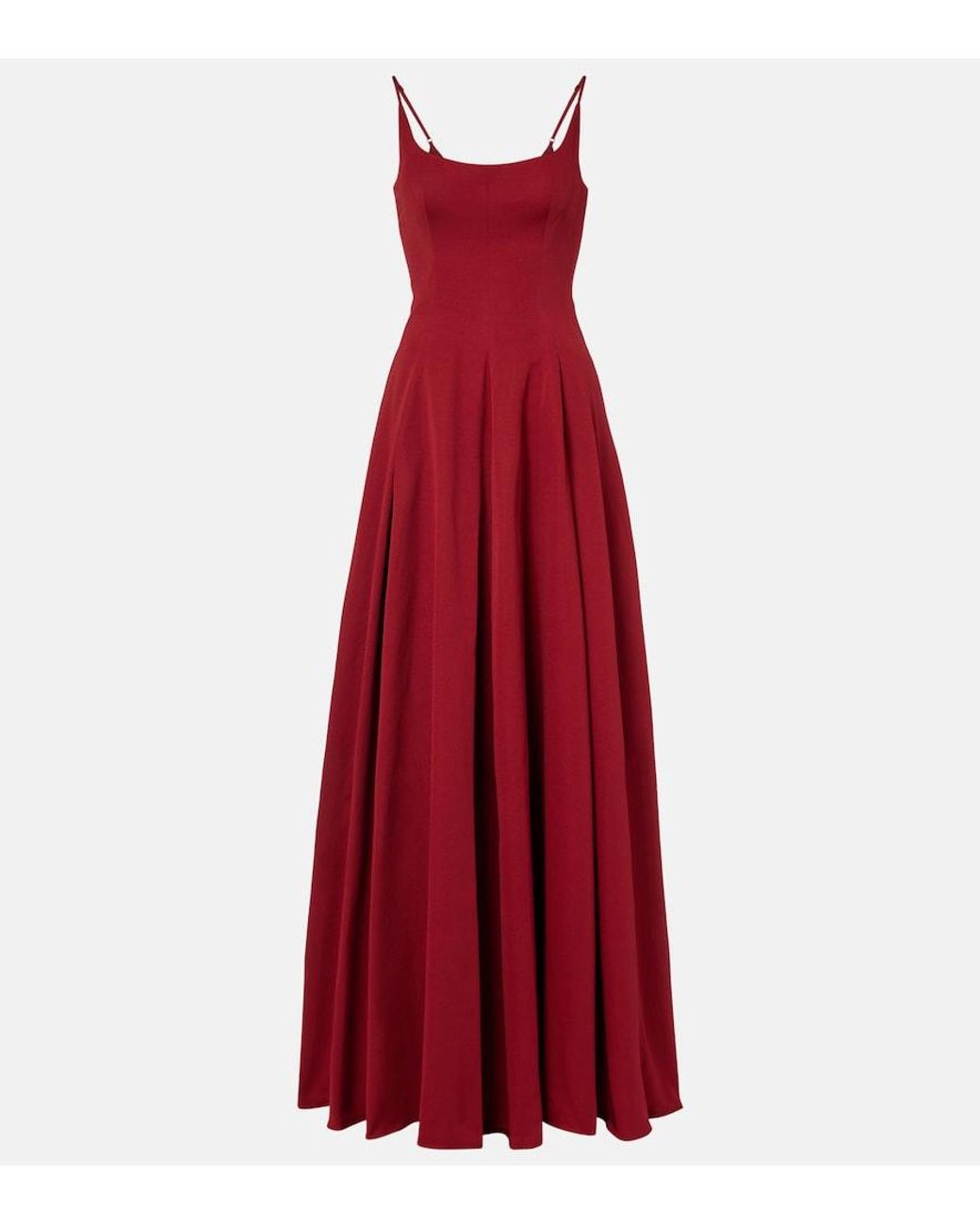 Staud Red Joy Pleated Cotton-Blend Gown