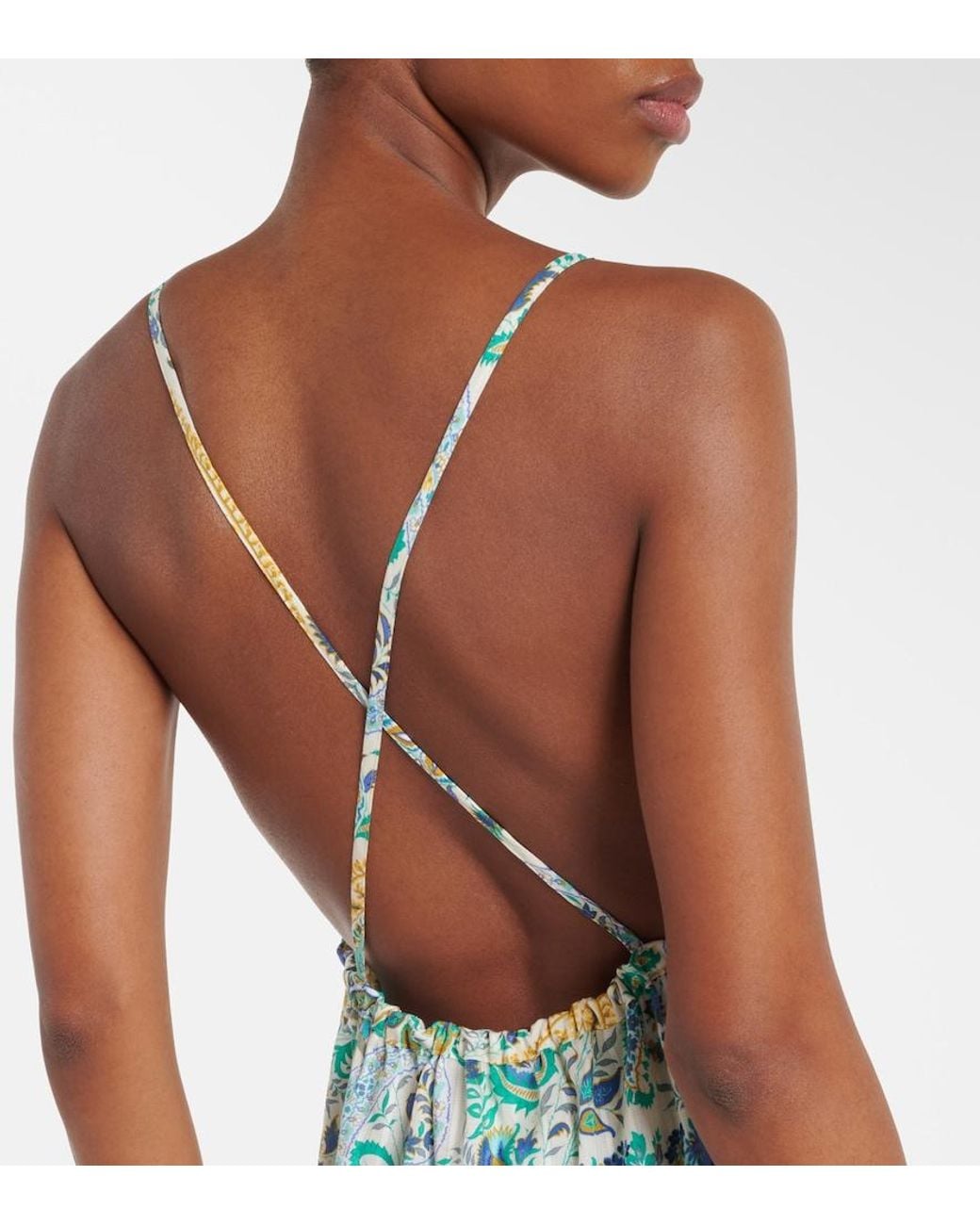 Etro Blue Paisley Tiered Cotton Maxi Dress