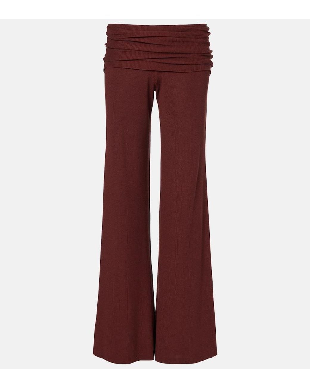 AYA MUSE Red Silk-Blend Wide-Leg Pants