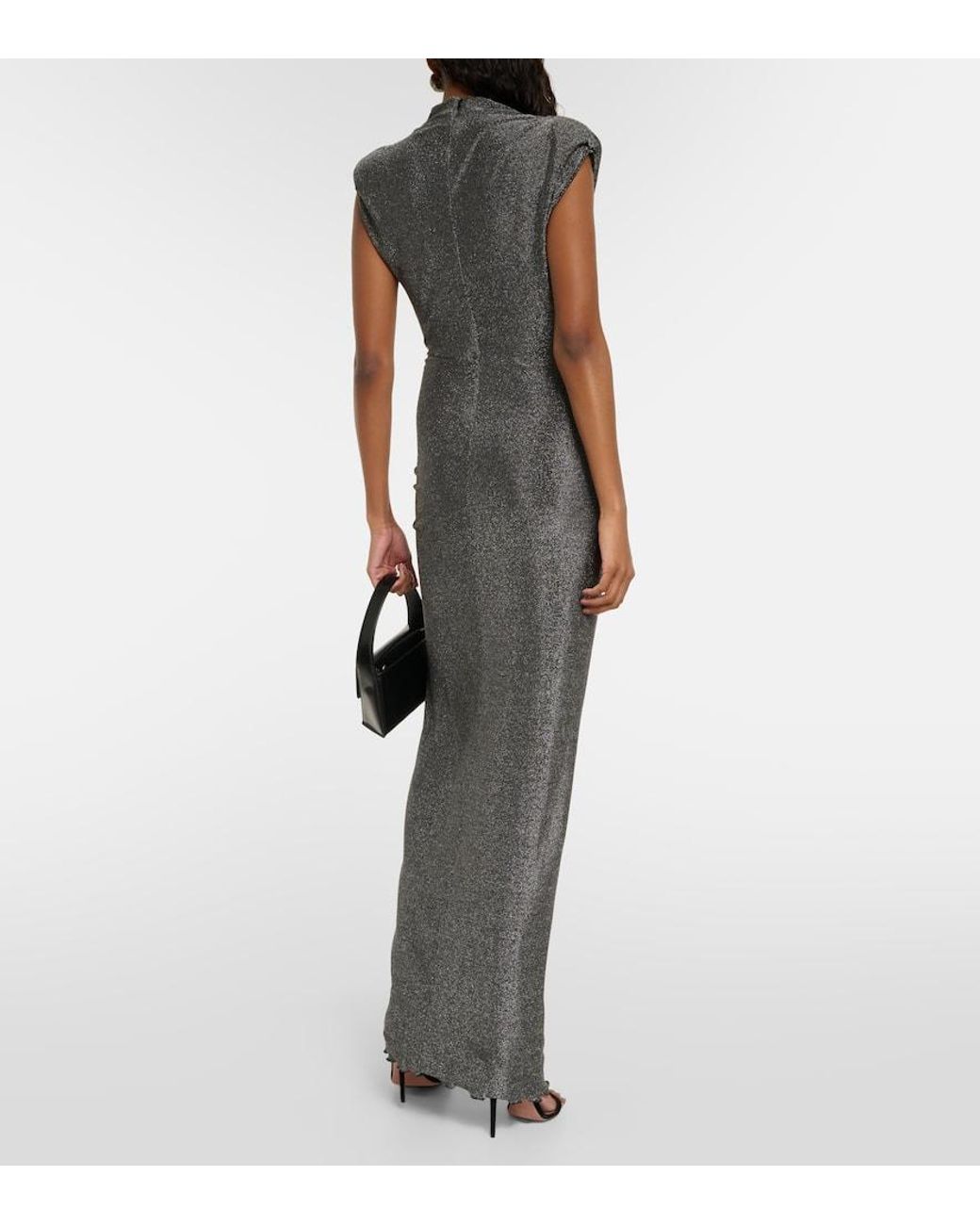 Diane von Furstenberg Apollo Metallic Jersey Maxi Dress in Gray | Lyst