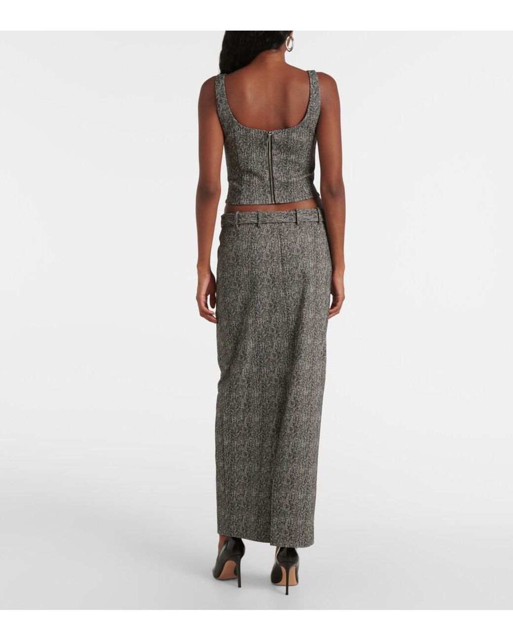 Gonna Lunga Murray A Spina Di Pesce di Staud in Gray