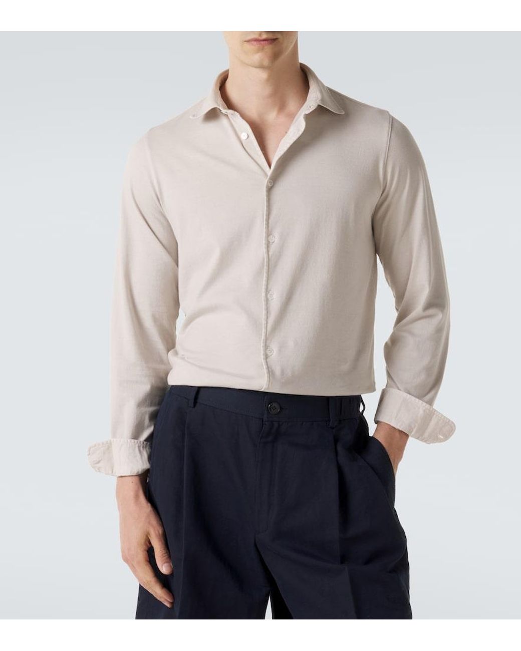 Fedeli Natural Cotton Jersey Shirt for men