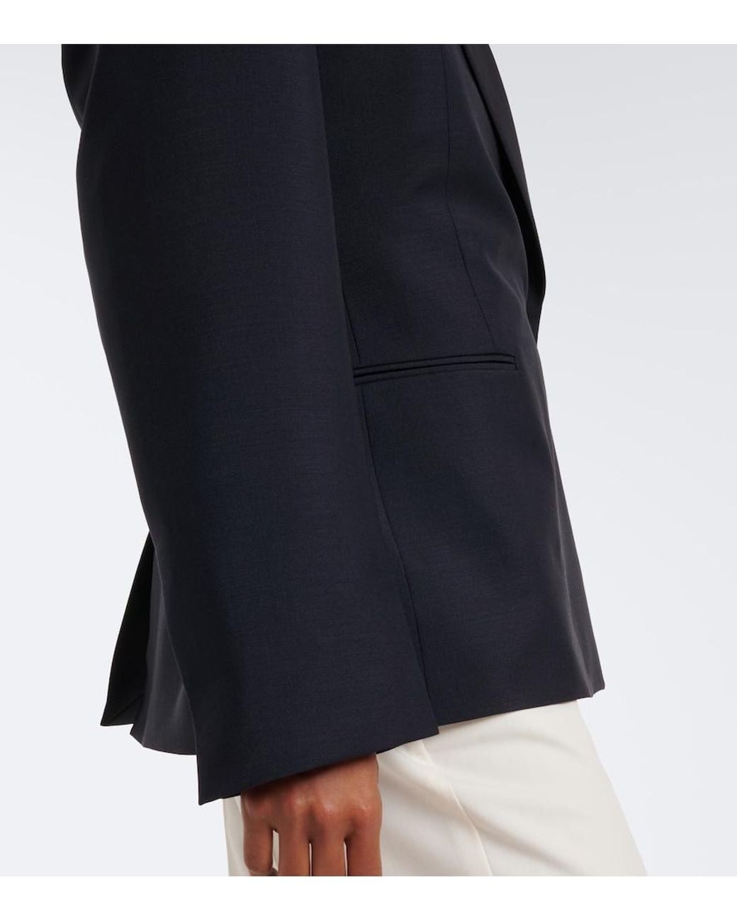 Rohe Blue Double-Breasted Wool And Mohair Blazer