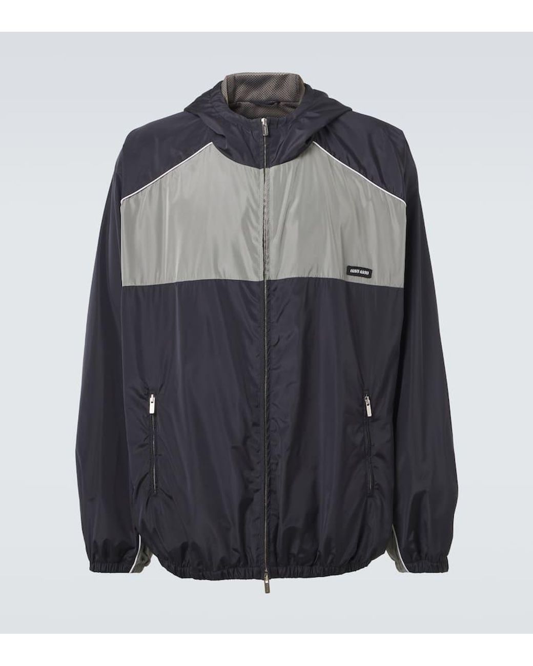 Miu Miu Logo Oversized Track Jacket in Black for Men | Lyst