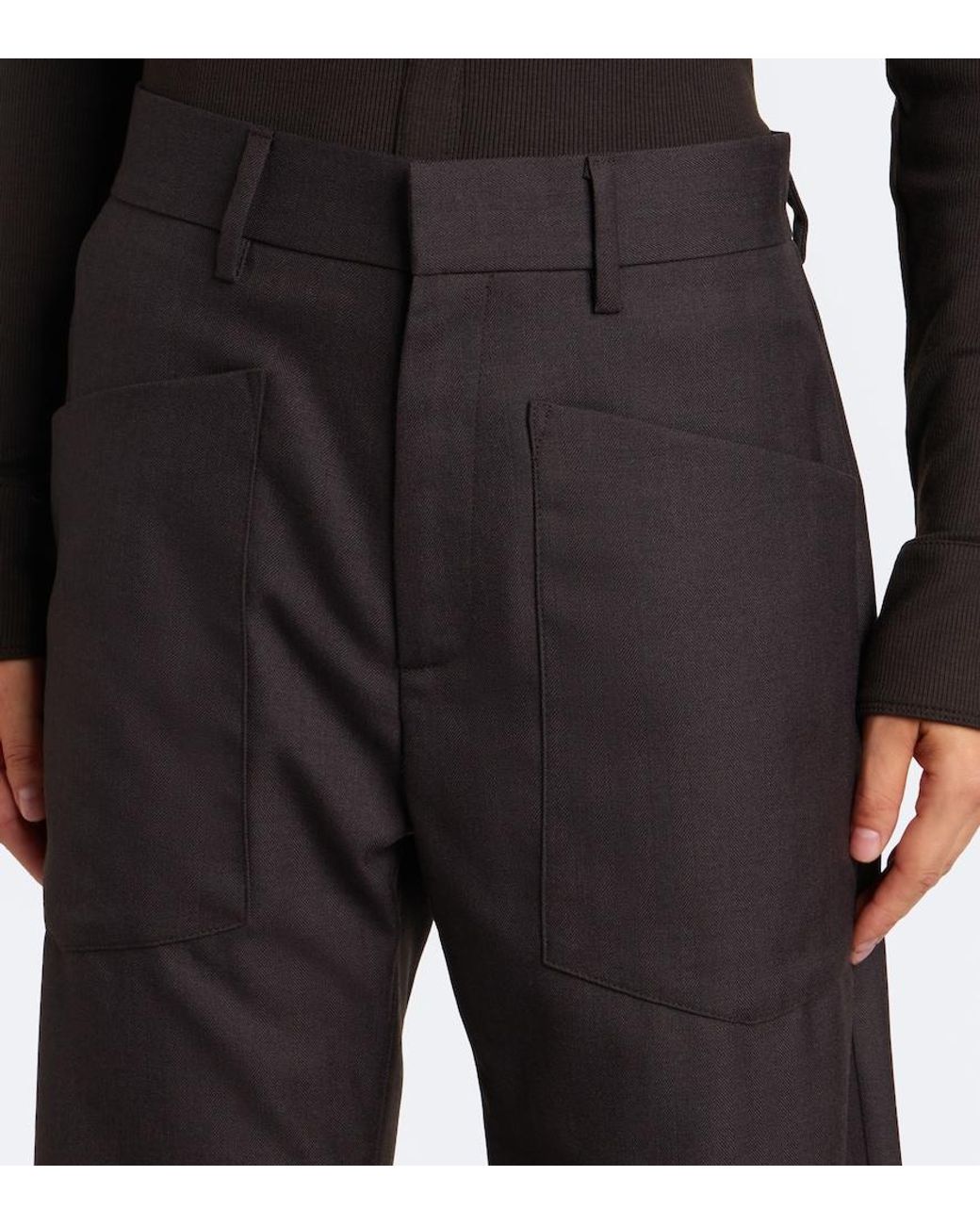 Nili Lotan Black Shon Virgin Wool Barrel-Leg Pants