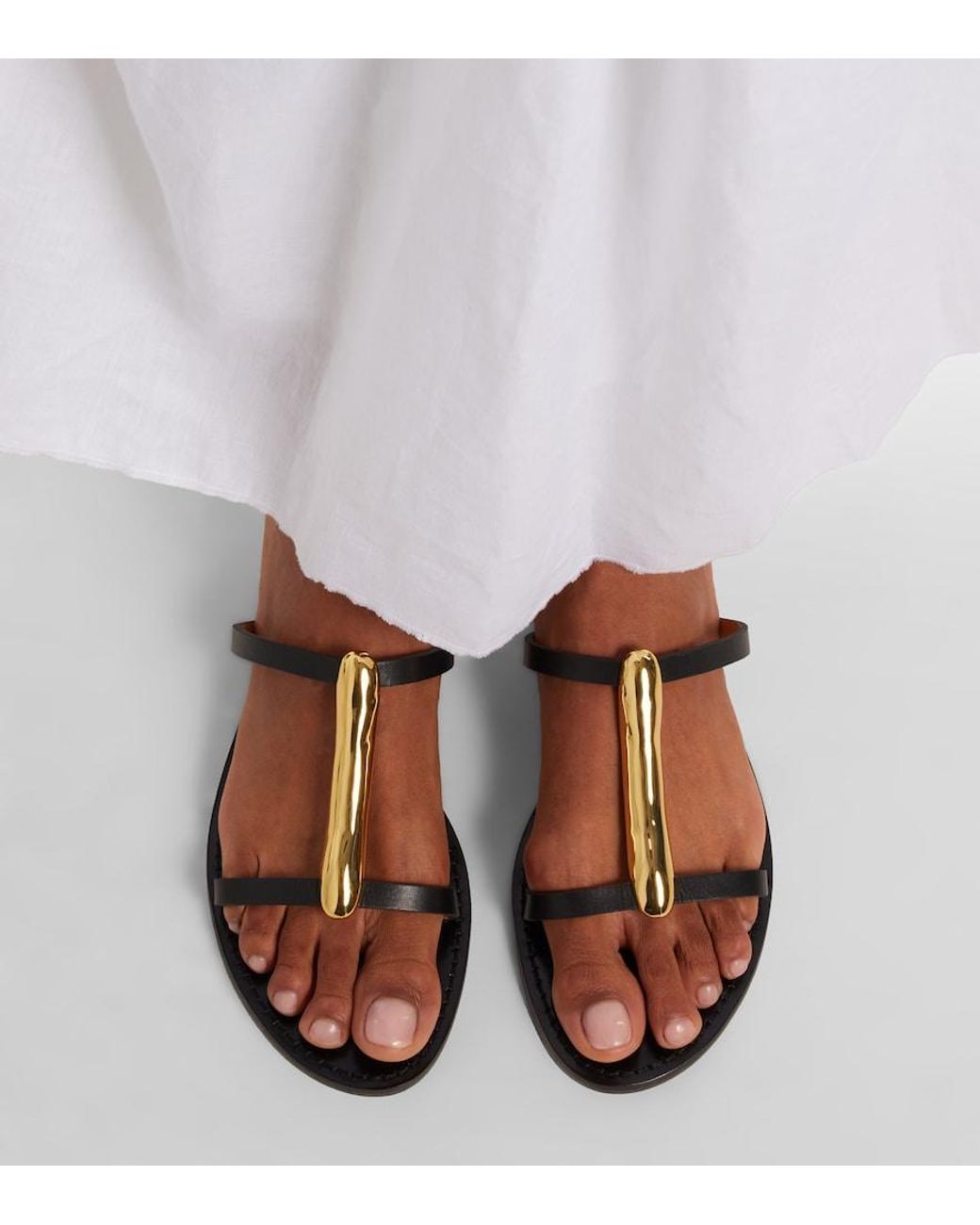 Amanu Black Sahara Embellished Leather Sandals